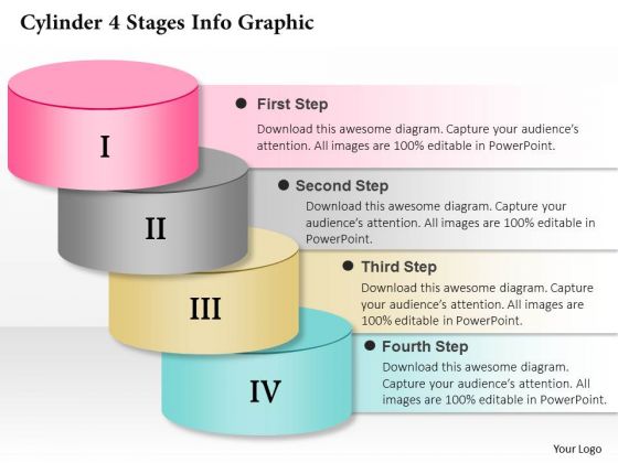 Business Diagram Cylinder 4 Stages Info Graphic Presentation Template