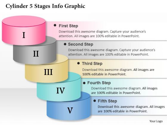 Business Diagram Cylinder 5 Stages Info Graphic Presentation Template