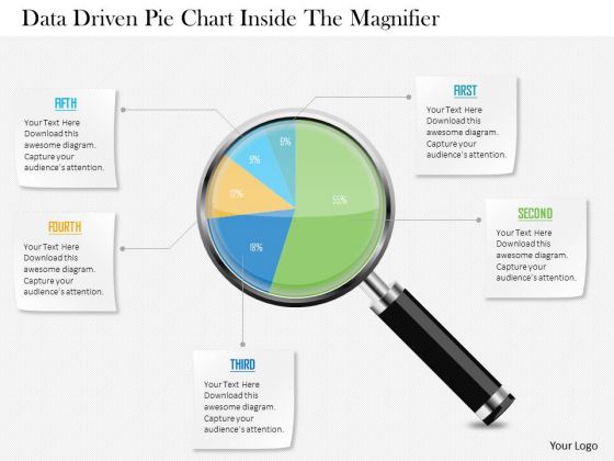 Business Diagram Data Driven Pie Chart Inside The Magnifier PowerPoint Slide
