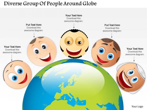 Business Diagram Diverse Group Of People Around Globe Presentation Template