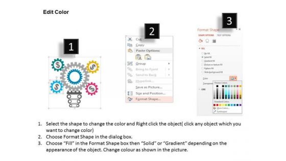 Business Diagram Dollar Symbol Inside The Gears For Process Control Presentation Template