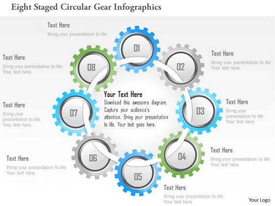 Business Diagram Eight Staged Circular Gear Infographics PowerPoint Template