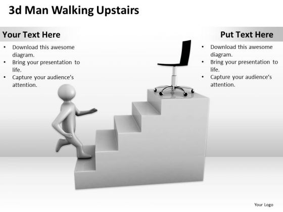 Business Diagram Examples 3d Man Walking Upstairs PowerPoint Slides