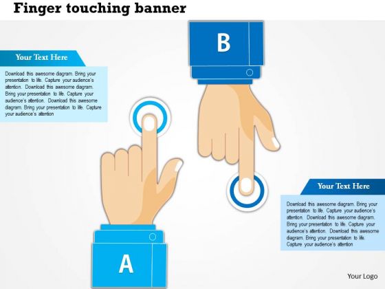 Business Diagram Finger Touch With Human Hands For Technology Presentation Template
