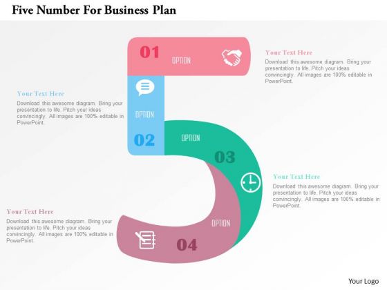 Business Diagram Five Number For Business Plan PowerPoint Templates