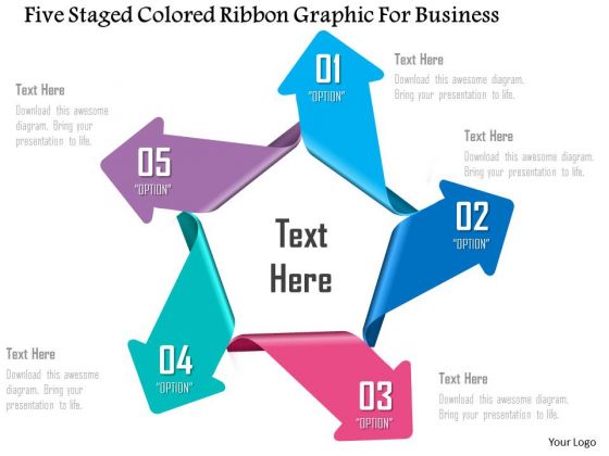 Business Diagram Five Staged Colored Ribbon Graphic For Business PowerPoint Template