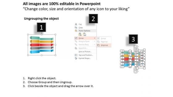 Business Diagram Five Staged Hand And Gear Diagram For Process Control PowerPoint Template