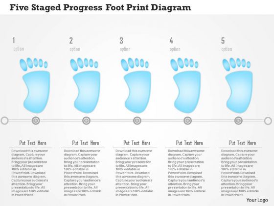 Business Diagram Five Staged Progress Foot Print Diagram PowerPoint Template