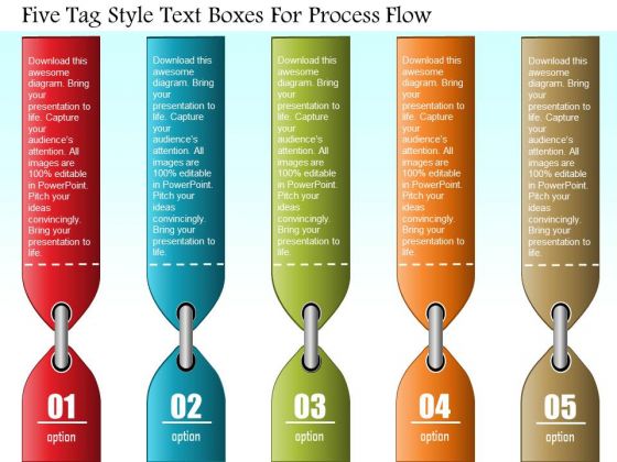 Business Diagram Five Tag Style Text Boxes For Process Flow Presentation Template