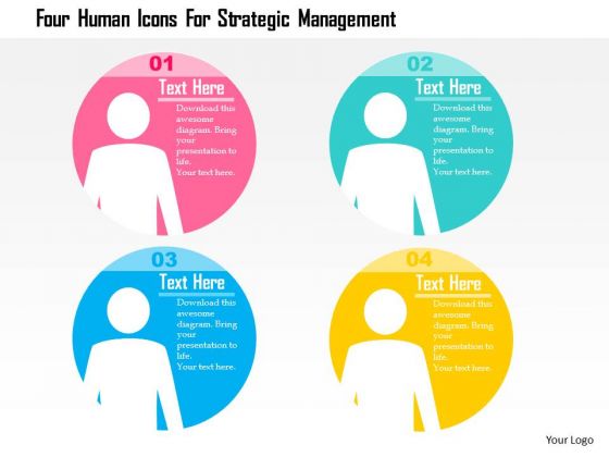 Business Diagram Four Human Icons For Strategic Management Presentation Template