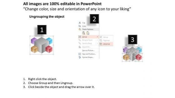 Business Diagram Four Interconnected Cubes For Text Representation Presentation Template