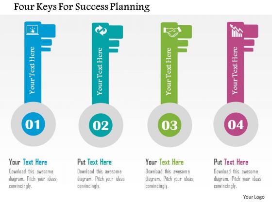 Business Diagram Four Keys For Success Planning Presentation Template