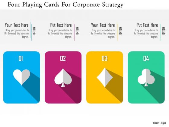 Business Diagram Four Playing Cards For Corporate Strategy Presentation Template