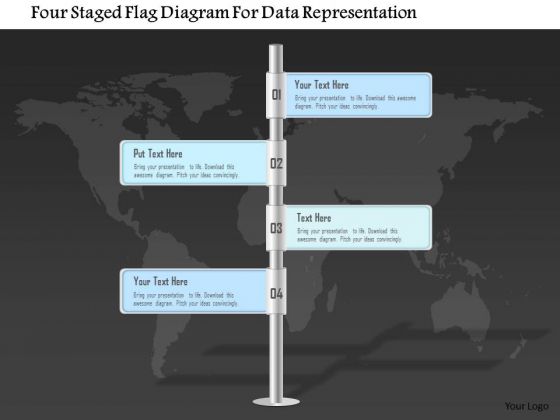 Business Diagram Four Staged Flag Diagram For Data Representation PowerPoint Template