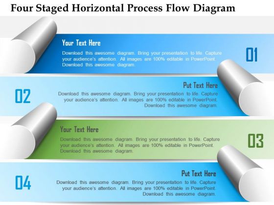 Business Diagram Four Staged Horizontal Process Flow Diagram Presentation Template