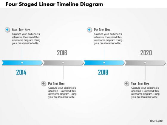 Business Diagram Four Staged Linear Timeline Diagram Presentation Template
