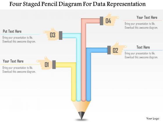 Business Diagram Four Staged Pencil Diagram For Data Representation Presentation Template