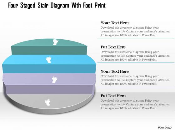Business Diagram Four Staged Stair Diagram With Foot Print PowerPoint Template