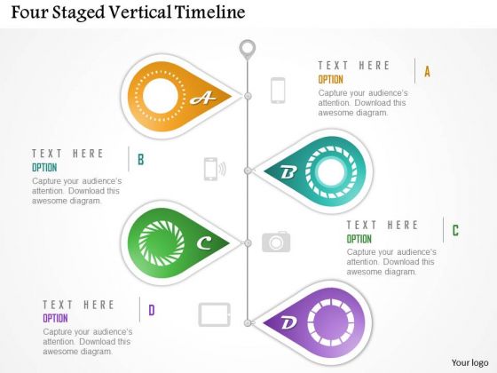 Business Diagram Four Staged Vertical Timeline Presentation Template