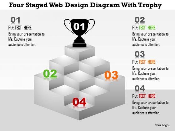 Business Diagram Four Staged Web Design Diagram With Trophy Presentation Template