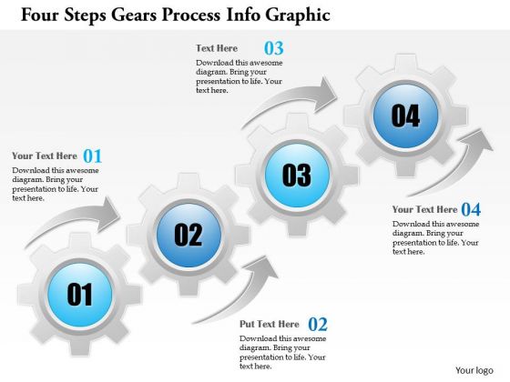Business Diagram Four Steps Gears Process Info Graphic Presentation Template