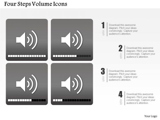 Business Diagram Four Steps Volume Icons Presentation Template