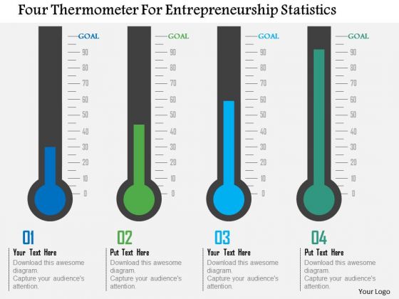 Business Diagram Four Thermometer For Entrepreneurship Statistics Presentation Template