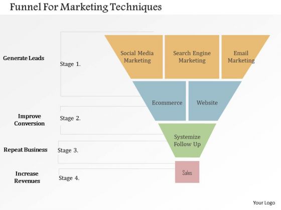 Business Diagram Funnel For Marketing Techniques Presentation Template
