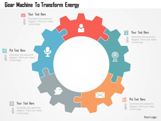 Business Diagram Gear Machine To Transform Energy Presentation Template