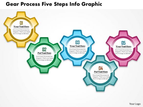Business Diagram Gear Process Five Steps Info Graphic Presentation Template