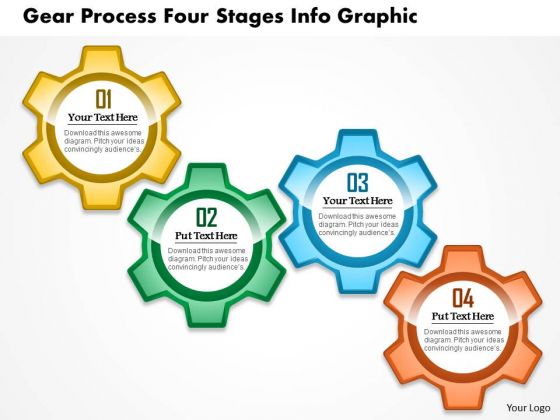 Business Diagram Gear Process Four Stages Info Graphic Presentation Template