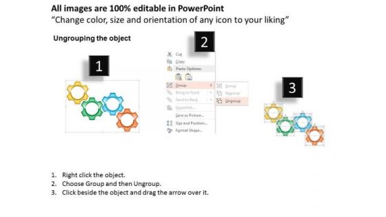 Business Diagram Gear Process Four Stages Info Graphic Presentation Template