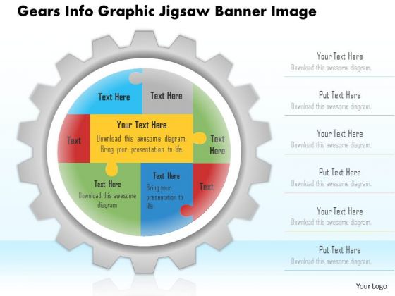 Business Diagram Gears Info Graphic Jigsaw Banner Image Presentation Template
