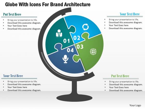 Business Diagram Globe With Icons For Brand Architecture Presentation Template