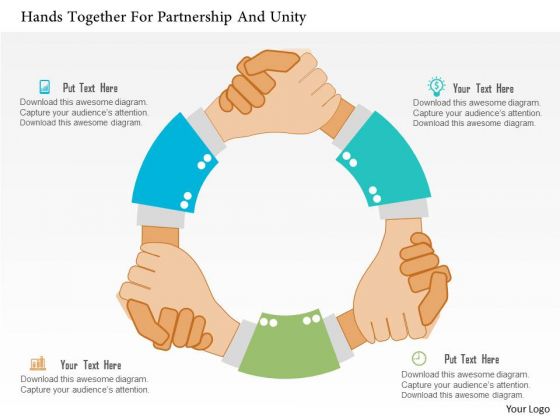 Business Diagram Hands Together For Partnership And Unity Presentation Template