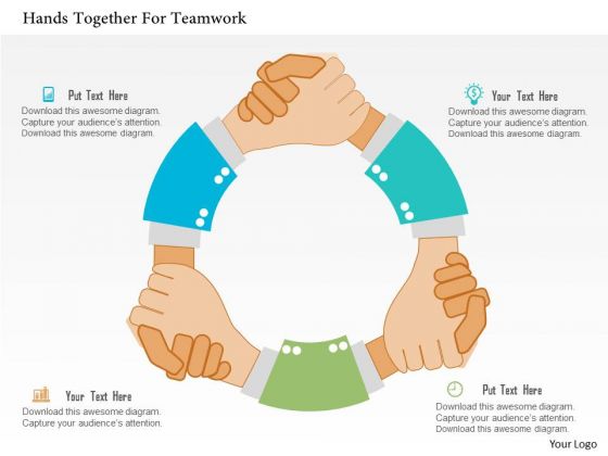 Business Diagram Hands Together For Teamwork Presentation Template