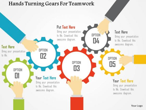 Business Diagram Hands Turning Gears For Teamwork Presentation Template