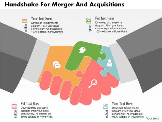 Business Diagram Handshake For Merger And Acquisitions Presentation Template