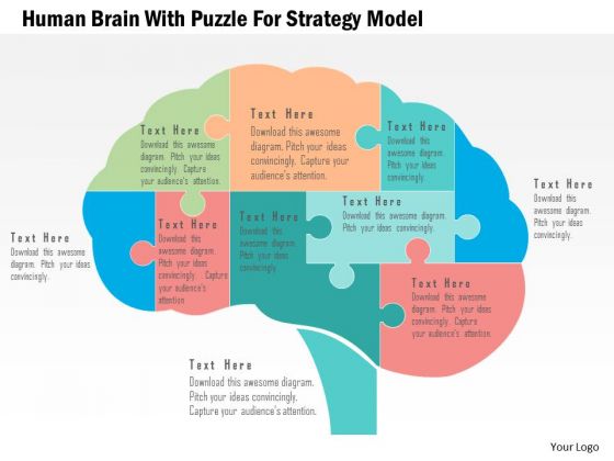 Business Diagram Human Brain With Puzzle For Strategy Model Presentation Template