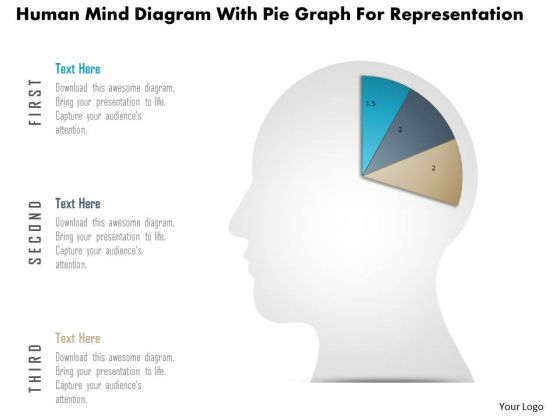 Business Diagram Human Mind Diagram With Pie Graph For Representation PowerPoint Slide