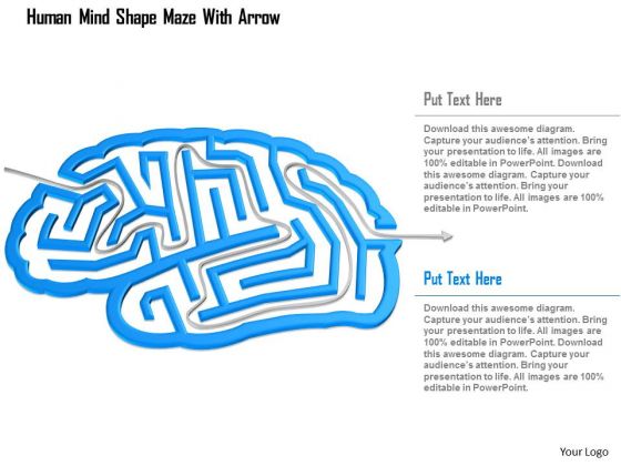 Business Diagram Human Mind Shape Maze With Arrow PowerPoint Template