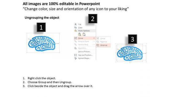 Business Diagram Human Mind Shape Maze With Arrow PowerPoint Template