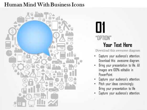 Business Diagram Human Mind With Business Icons Presentation Template