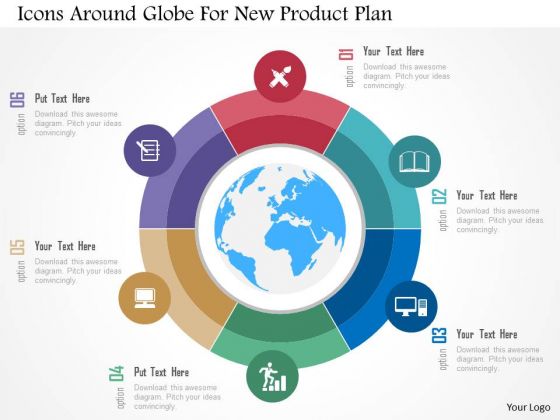Business Diagram Icons Around Globe For New Product Plan Presentation Template