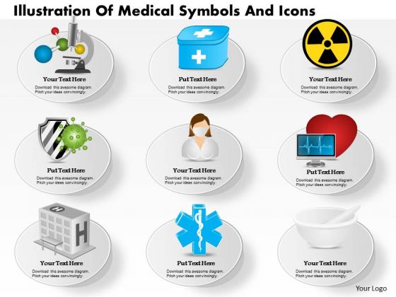 Business Diagram Illustration Of Medical Symbols And Icons Presentation Template