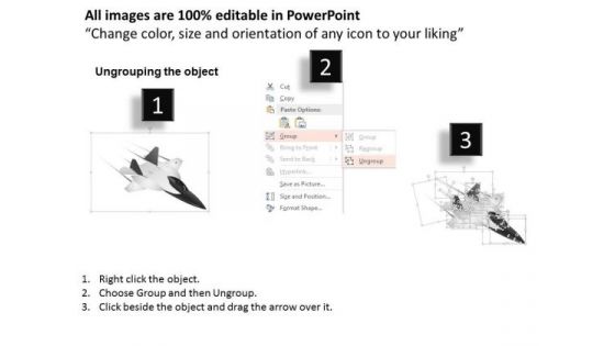 Business Diagram Jet Fighter Diagram With Three Steps Presentation Template