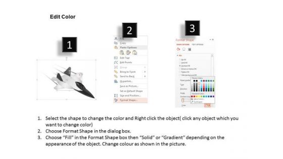Business Diagram Jet Fighter Diagram With Three Steps Presentation Template