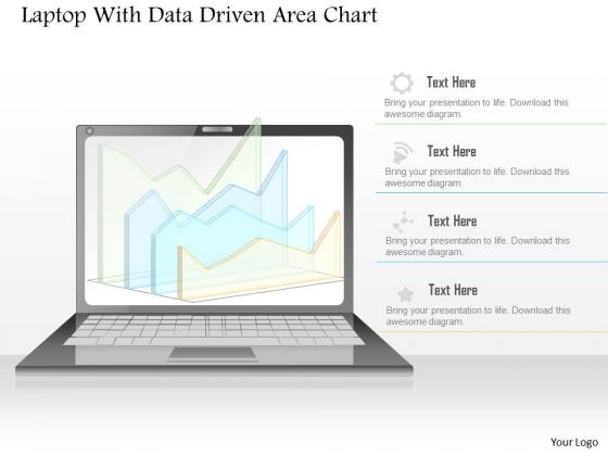 Business Diagram Laptop With Data Driven Area Chart PowerPoint Slide