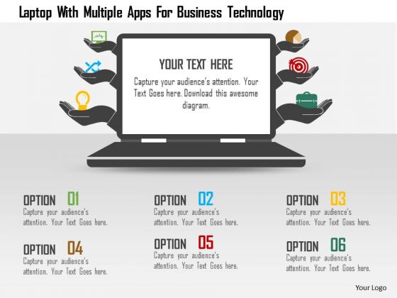 Business Diagram Laptop With Multiple Apps For Business Technology Presentation Template