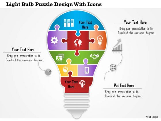 Business Diagram Light Bulb Puzzle Design With Icons Presentation Template